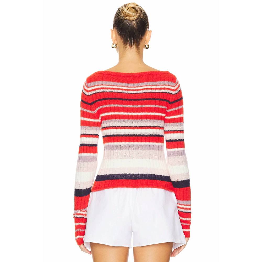 NEW FREE PEOPLE lumen stripe longsleeve top in heart eyes combo - Picture 2 of 2